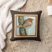 茶かわいらし色彩の鮮やか/さび上の鳥(フィンチ) クッション (ブランケット)