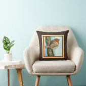 茶かわいらし色彩の鮮やか/さび上の鳥(フィンチ) クッション (椅子)