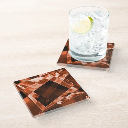 茶がかったコーラル色の傾斜または引き伸ばされた長方形 ガラスコースター (アングル)