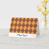 茶とオレンジのパタアーガイルーン カード (黄色い花)