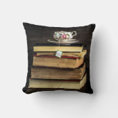 茶と本 クッション (正面)