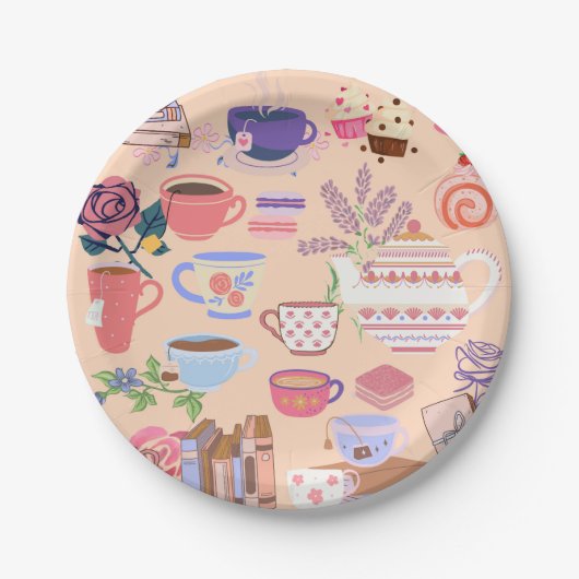 茶と本 ペーパープレート (正面)