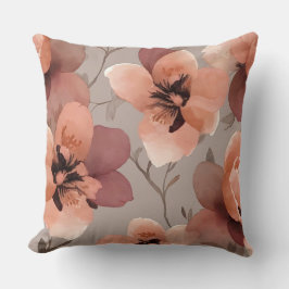 茶と桃の花 クッション