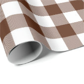 茶と白のチェックプレイド |大きいパターン| ラッピングペーパー (ロールコーナー)