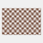 茶と白のハート ラッピングペーパーシート (正面)