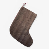 茶と白のフローラ織り スモールクリスマスストッキング (正面 (吊り時))