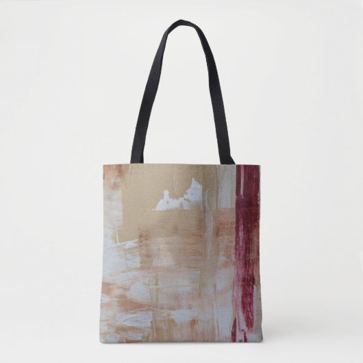 茶と白の抽象芸術絵画 トートバッグ (正面)