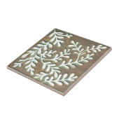 茶と白の葉のセラミックタイル タイル (側面)