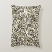 茶と白の複雑なフローラデザイン アクセントクッション (裏面(縦))