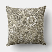 茶と白の複雑なフローラデザイン クッション (裏面)