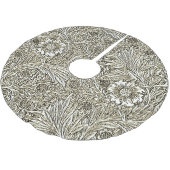 茶と白の複雑なフローラデザイン ブラッシュドポリエステルツリースカート (アングル)