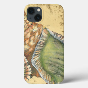 茶と緑の貝殻 iPhone 13ケース