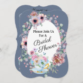 茶と花のブライダルシャワー 招待状 (正面/裏面)