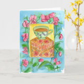 茶と花ハッピーバースデースイートピア カード (黄色い花)