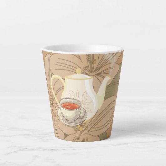 茶と茶葉の カフェラテマグ (正面)