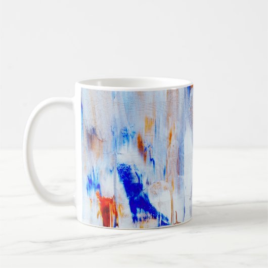 茶と青の液絵画体 コーヒーマグカップ (左)