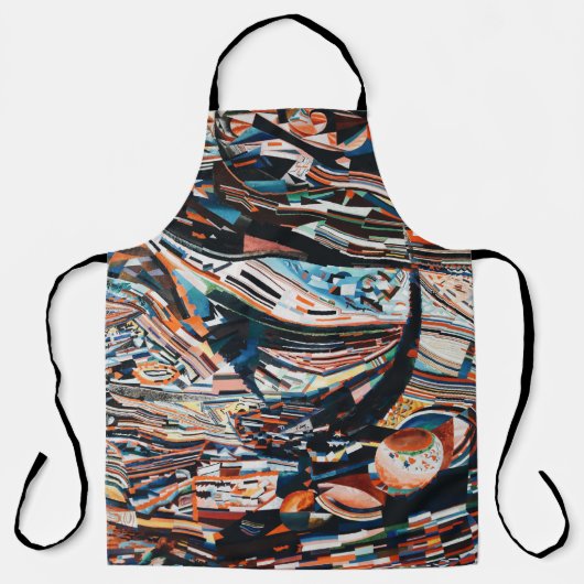 茶と青の積み重ねの木造船場 エプロン (正面)