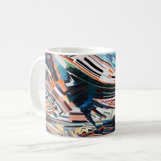 茶と青の積み重ねの木造船場 コーヒーマグカップ (正面左)