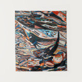 茶と青の積み重ねの木造船場 タペストリー (正面)