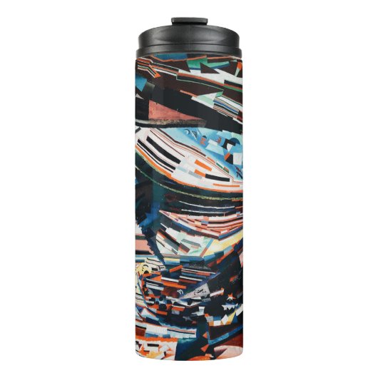 茶と青の積み重ねの木造船場 タンブラー (正面)