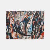 茶と青の積み重ねの木造船場 フリースブランケット (正面(横))