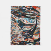 茶と青の積み重ねの木造船場 フリースブランケット (正面)