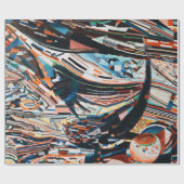 茶と青の積み重ねの木造船場 ラッピングペーパー (フラット)