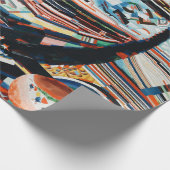 茶と青の積み重ねの木造船場 ラッピングペーパー (角)