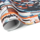 茶と青の積み重ねの木造船場 ラッピングペーパー (ロールコーナー)