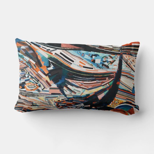 茶と青の積み重ねの木造船場 ランバークッション (裏面)