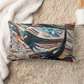 茶と青の積み重ねの木造船場 ランバークッション (ブランケット)