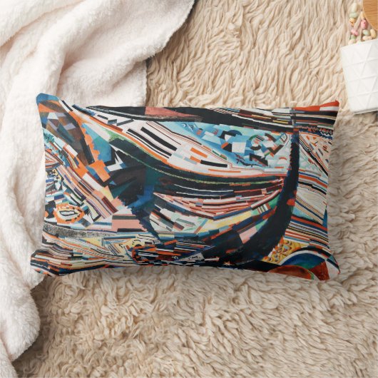 茶と青の積み重ねの木造船場 ランバークッション (ブランケット)