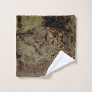 茶と黒の抽象芸術絵画 ウォッシュタオル