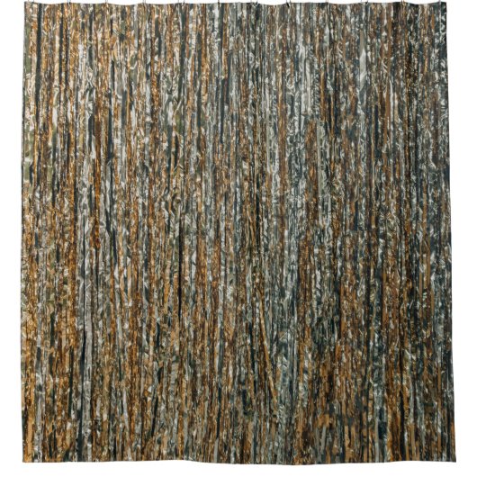 茶と黒の抽象芸術絵画 シャワーカーテン (正面)