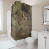 茶と黒の抽象芸術絵画 シャワーカーテン (インサイチュ)