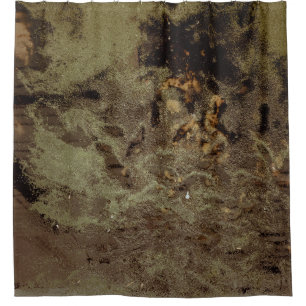 茶と黒の抽象芸術絵画 シャワーカーテン