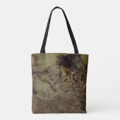 茶と黒の抽象芸術絵画 トートバッグ (裏面)