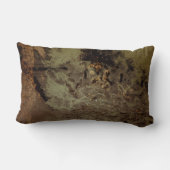 茶と黒の抽象芸術絵画 ランバークッション (裏面)