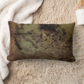 茶と黒の抽象芸術絵画 ランバークッション (ブランケット)