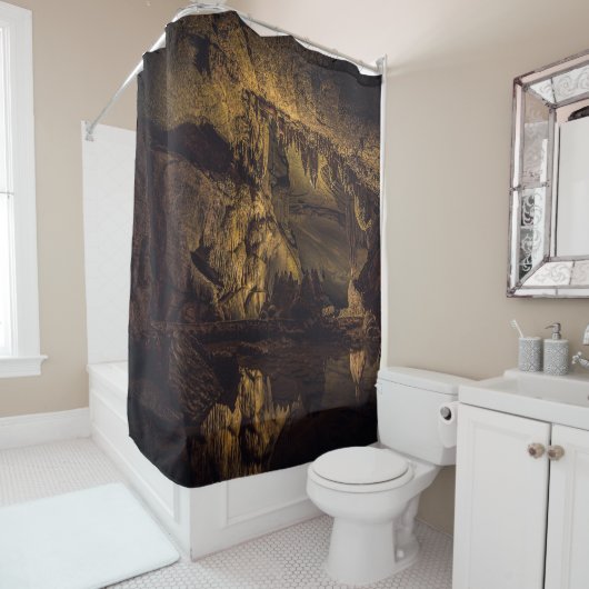 茶と黒の洞絵画窟 シャワーカーテン (インサイチュ)