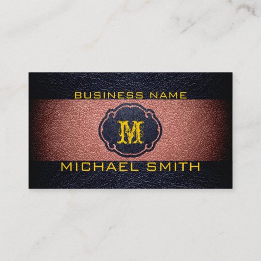 茶と黒の革 名刺 (正面)