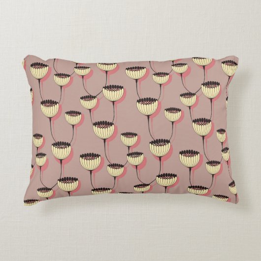 茶とpの継ぎ目のない秋のカップ花 アクセントクッション (正面)