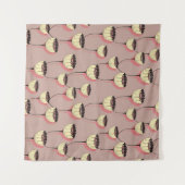 茶とpの継ぎ目のない秋のカップ花 タペストリー (正面(横))