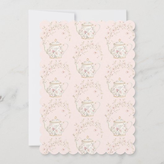 茶のためのワイルドフラワーピンクの時間ブライダルシャワーパーティー 招待状