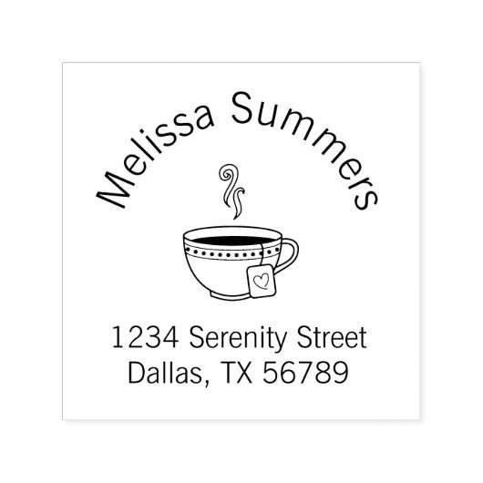 茶のアーチのアドレスの蒸しカップ セルフインキングスタンプ (デザイン)