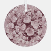 茶のバラ：水彩花束パターン。 ガラスオーナメント (裏面)
