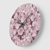 茶のバラ：水彩花束パターン。 ラージ壁時計 (傾斜)