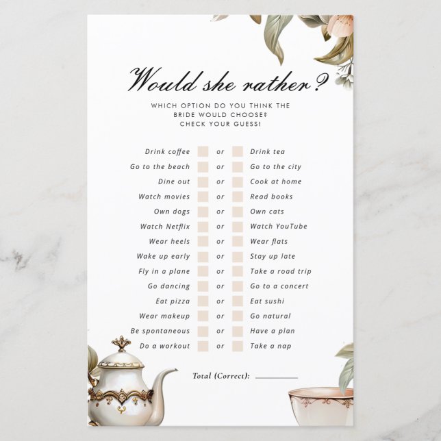 茶のパーティーエレガントは、彼女はむしろブライダルゲーム (正面)