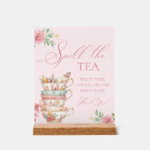 茶のパーティーブライダルシャワーをこぼす茶のアドバイス アクリルサイン (正面)