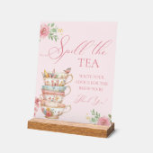 茶のパーティーブライダルシャワーをこぼす茶のアドバイス アクリルサイン (傾斜)